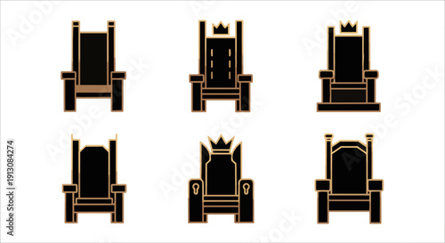 Six Black Throne Chairs.