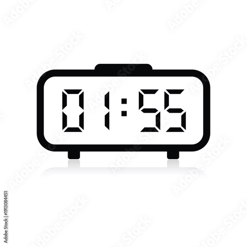 Minimalist electronic timepiece displaying five minutes to two for productivity apps and countdown timer assets