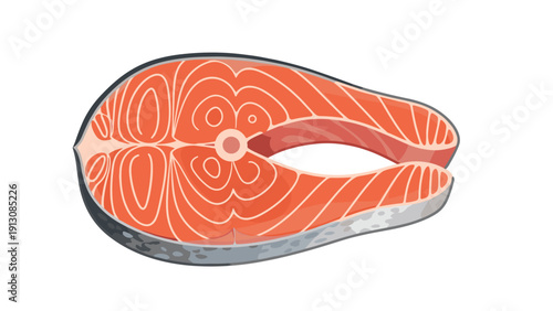 Fresh and healthy illustration of a vibrant orange salmon steak, showcasing its distinct texture and healthy omega-3 fatty acids.