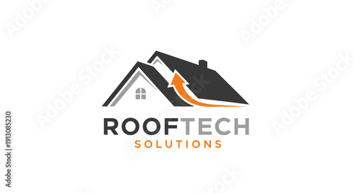 RoofTech Solutions Logo with House and Upward Arrow Design.