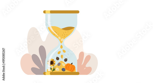 Hourglass with Sand Flowing Downwards.