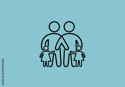 Family Icon Representing Two Parents and Two Children 1.