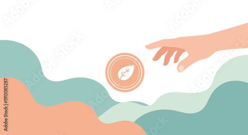 Hand Reaching for Coin in Mid Air.