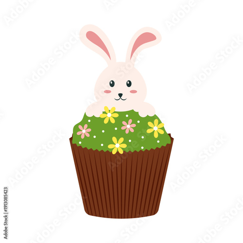 Cute easter themed cupcakes with bunny and eggs