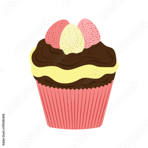 Cute easter themed cupcakes with bunny and eggs