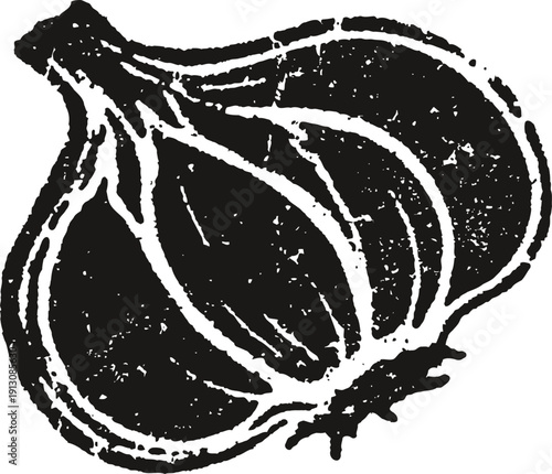 Black garlic cloves illustration aged fermented bulb with rich texture and organic flavor concept