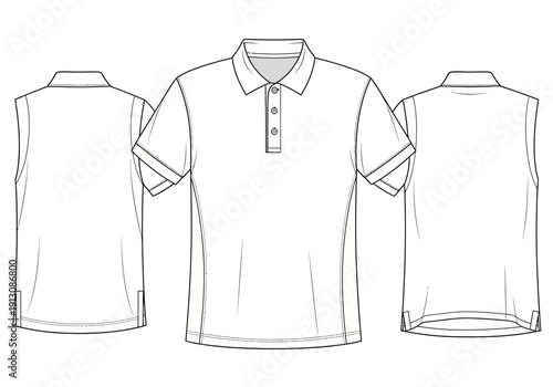 Polo Shirt Fashion Design Flat Sketch 1.