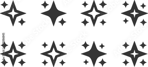 Master UI Icon Collection Bundle: Social Media Interface, AI Technology, Magic Sparkle Stars, Trophies, and Validation Marks Vector Set