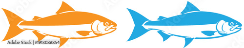 Stylized orange fish icon with outlined fins and a simplistic design conveying aquatic life and marine themes beautifully, showcasing a simple .