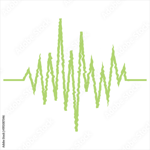 A visual representation of a sound wave or seismic activity graph in green line form