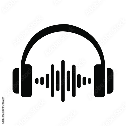 Modern headphones with audio waveform visualization on the earpiece