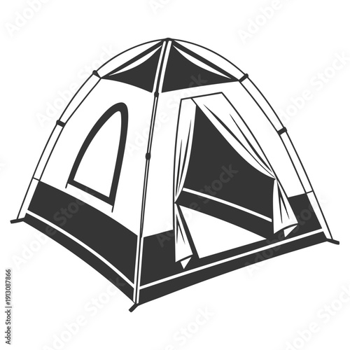 An isolated camping tent on a white background captures the spirit of outdoor adventure and summer travel equipment for forest hiking and nature tourism leisure