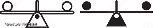 balance swing icon, playground seesaw vector icon set. Simple black and white seesaw illustration with a minimalist silhouette. Seesaw icon, logo, app, template. EPS10