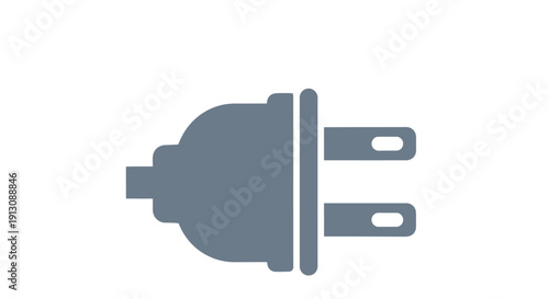 Simple illustration of a standard electrical plug depicted in a dark blue tone