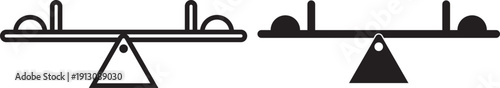 balance swing icon, playground seesaw vector icon set. Simple black and white seesaw illustration with a minimalist silhouette. Seesaw icon, logo, app, template. EPS10