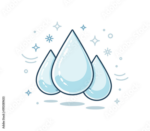 Icy water droplets. Simple abstract arrangement of frozen drops suggesting cold weather and still air. Modern minimal illustration with calm