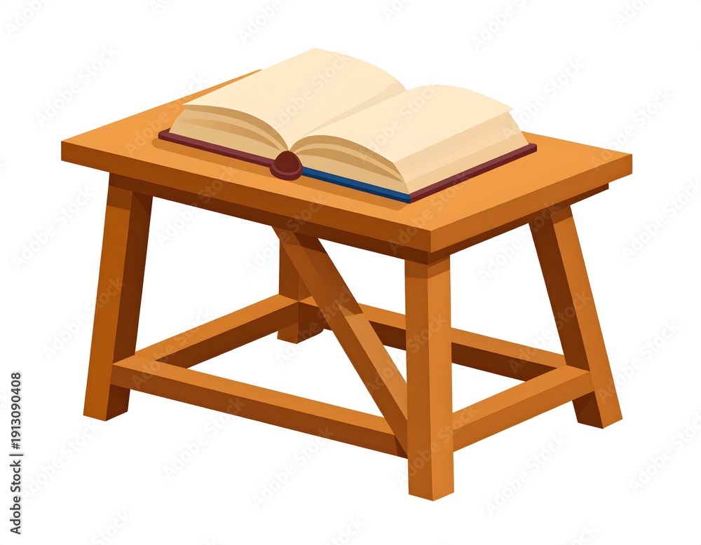 Fototapeta premium Open Book on Wooden Table in Studio Illumination