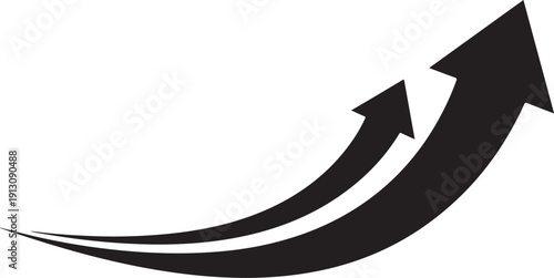 Black Arrows Moving Upward in a Curved Motion Graphic