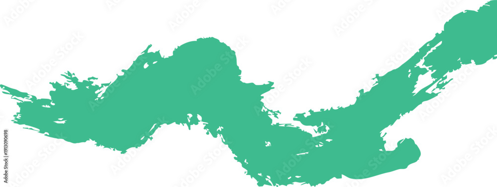 Obraz premium abstract teal green paint stroke with wavy fluid texture and distressed ink splatter isolated on white background