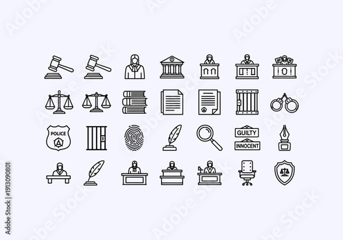 Design Ilustration Concept Icon Set lawyer legal documents and symbols.