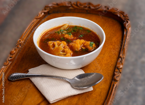 Cauliflower stew, cauliflower curry, gobhi masala, an Indian dish. 