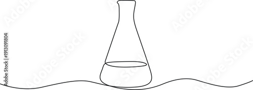 A laboratory flask filled with a clear liquid on a wavy surface Vector