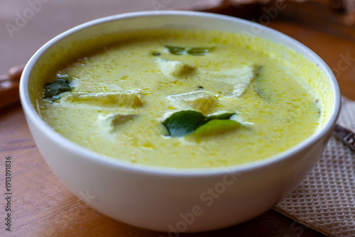 Vegetable stew, saphed petha kadhi. ash gourd curry an Indian dish. 