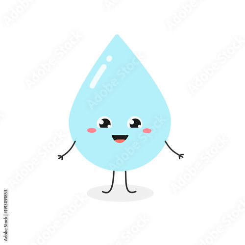 Cute joyful cartoon waterdrop character