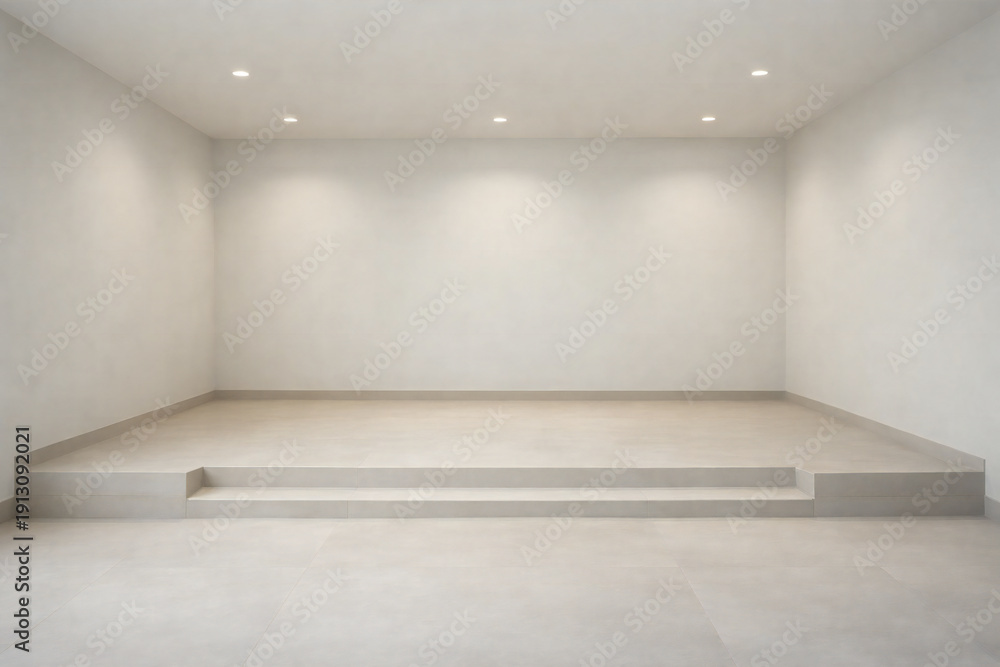 Fototapeta premium Modern empty room interior with sunken floor level