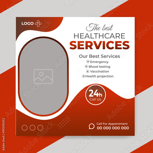Medical and Healthcare Social Media Post Template for Hospital Services