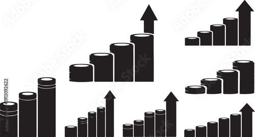 Business Growth Chart with Increasing Arrows and Bars Graph