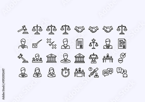 Design Ilustration Concept Icon Set lawyer legal documents and symbols.