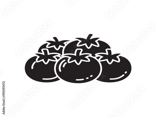 Juicy tomato pack with ripe fresh vegetable silhouette shapes