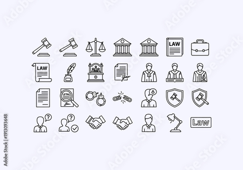 Design Ilustration Concept Icon Set lawyer legal documents and symbols.