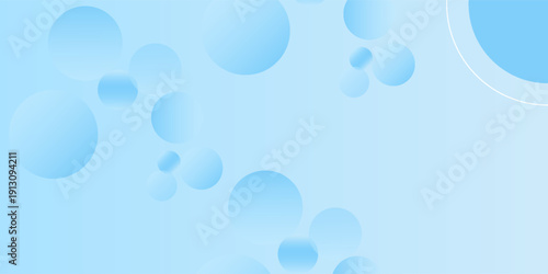 Abstract circles geometric on blue background gradient soft light blue bokeh. Suit for graphic business, fintech digital background hitech technology design. Vector illustration