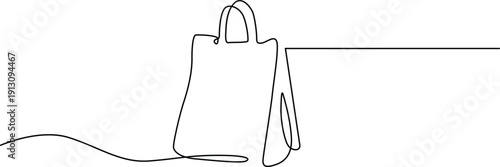 A simple line drawing of a shopping bag with a long strap Vector