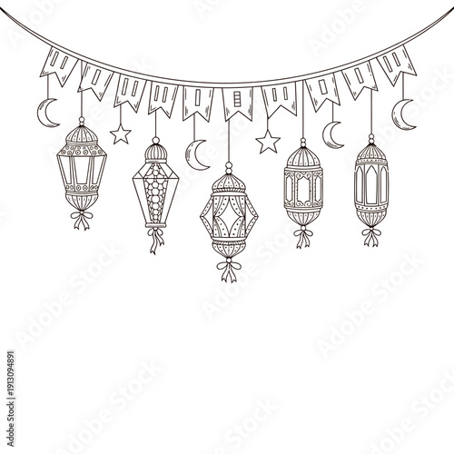 Ramadan Lanterns and Decorative Bunting Flags.