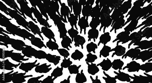 Crowd Silhouette Top View People Gathering Urban Social Movement Audience Group Walking Shadows Abstract Background Concept