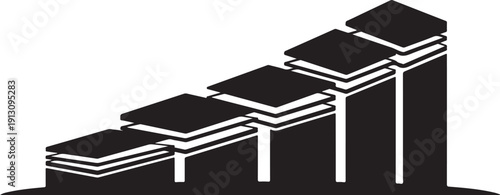 Black and white graphic of stacked boxes illustration design