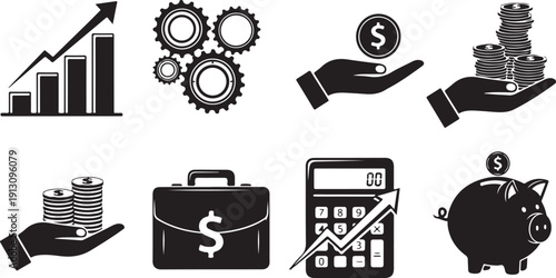 Financial icons for business and investment concepts