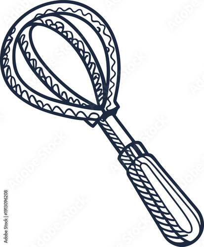 Vintage baby rattle illustration with decorative patterns and textured handle design