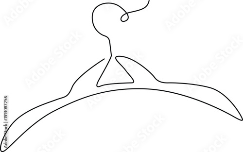A simple line drawing of a coat hanger with a unique triangular cutout. Vector