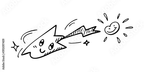 Line movement effect element, cartoon emotion effect decoration icon. Hand drawn cute doodle line element arrow, emphasis, shock, sparkle. Anime movement, express shape. Vector illustration.icon