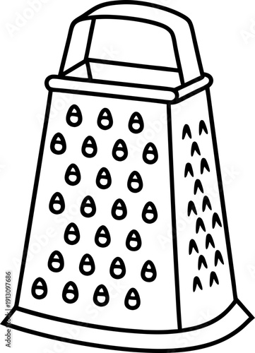 Metal box grater with multiple sides and handle for shredding and slicing