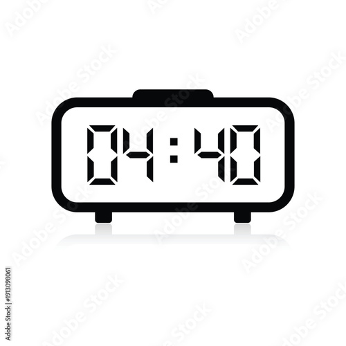 Sleek digital clock display showing twenty minutes to five for dawn and early bird schedule