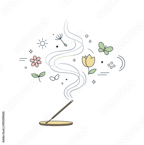    Incense sticks spring. A minimalist incense sc