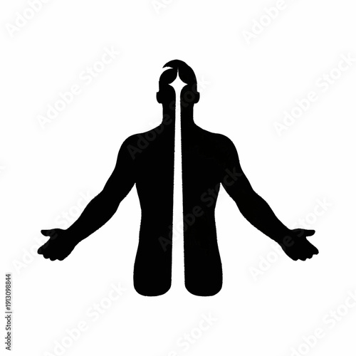 Silhouette of a person with a bright light shining from their head.