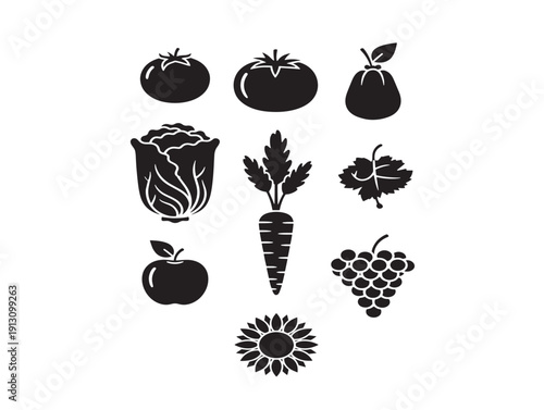 Abundant organic harvest collection silhouette for gorgeous autumn and farming themes
