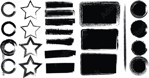 Minimalist black and white star and circle vector icons Vector