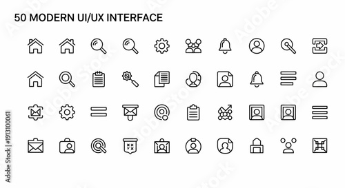 50 Modern UI/UX Interface Icons Set